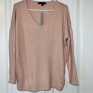 Joan Vass New York BNWT Women's medium Pink Knit Sweater Teacher Barbie Coquette